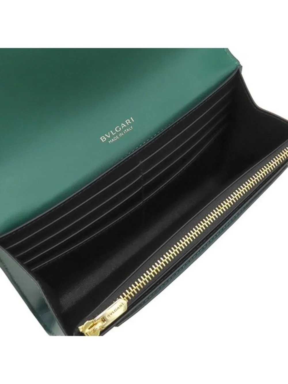 Bvlgari Wallet Serpenti Forever Large Calfskin Green Gold Bifold Billfold